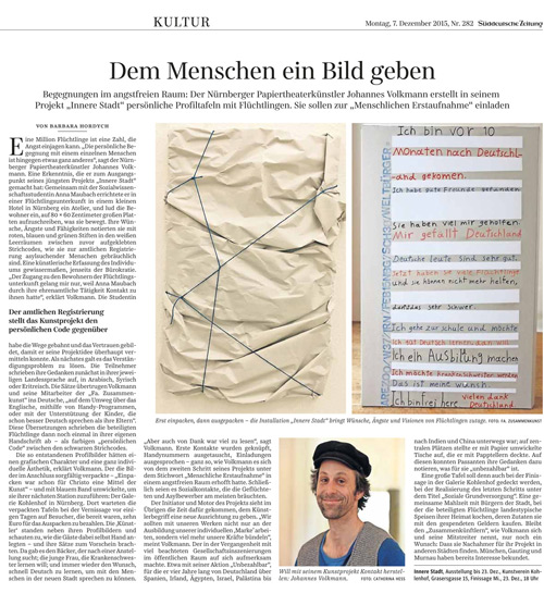 Beitrag in der Süddeutschen Zeitung vom 07.12.15